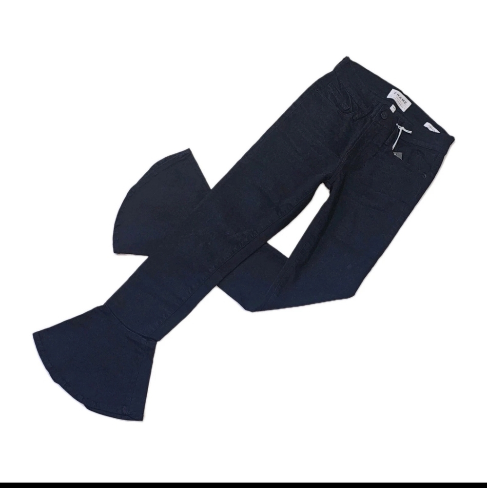 NWT FRAME Le Skinny de Jeanne in Byxbee Flounce Hem Stretch Crop Jeans 24